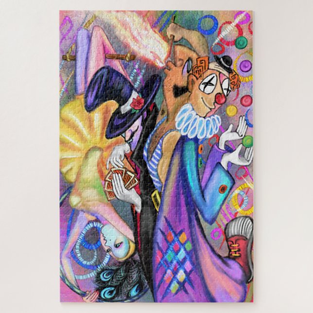 Circus Artists - Clown Acrobat Magician Fire Eater Jigsaw Puzzle (Vertical)
