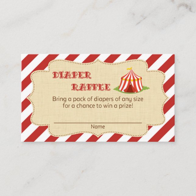Circus Baby Shower Diaper Raffle Tickets Enclosure Card (Front)