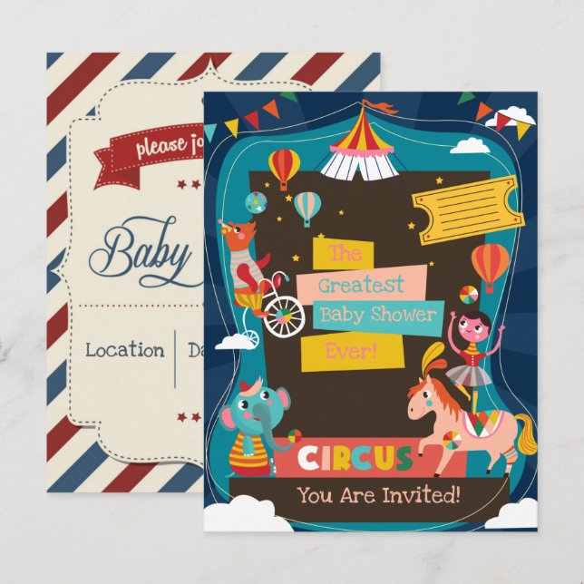 Circus Baby Shower Invitation (Front/Back)
