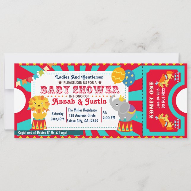 Circus baby shower invitation (Front)