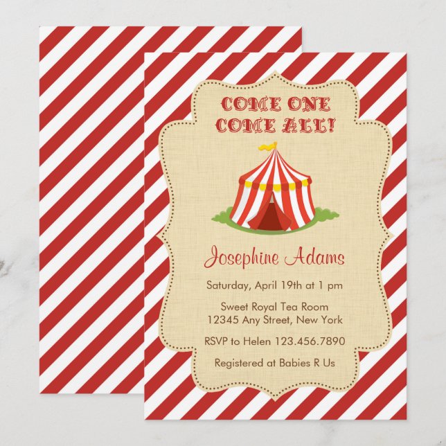 Circus Baby Shower Invitation (Front/Back)