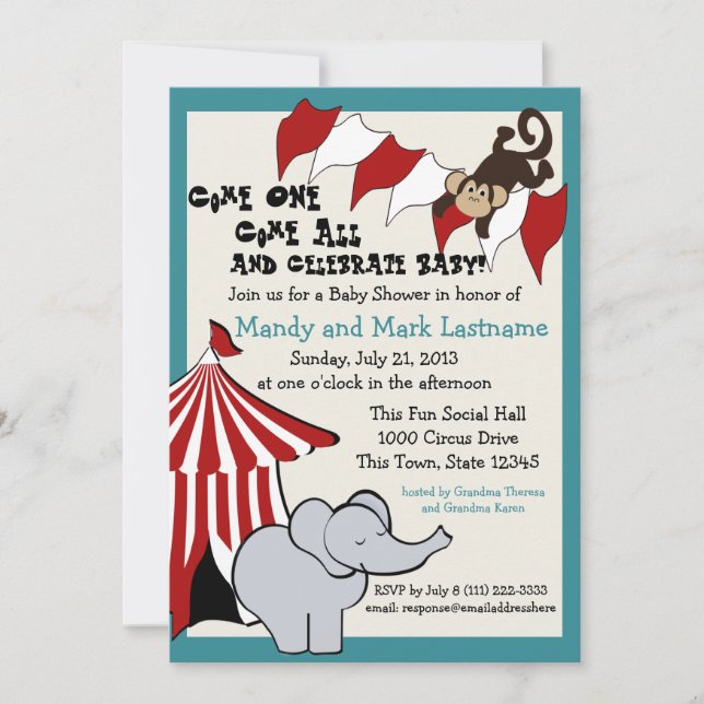 Circus Baby Shower Invitation (Front)