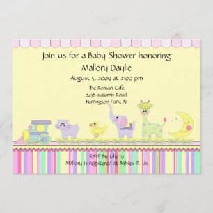 Circus Baby Train Baby Shower Invitation