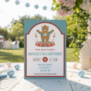 Circus Bear on Podium Kids' Birthday Party Invitation