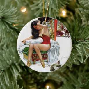Circus Beauty Vintage Art Pin-Up Girl Ceramic Tree Decoration