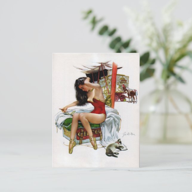 Circus Beauty Vintage Art Pin-Up Girl Postcard (Standing Front)