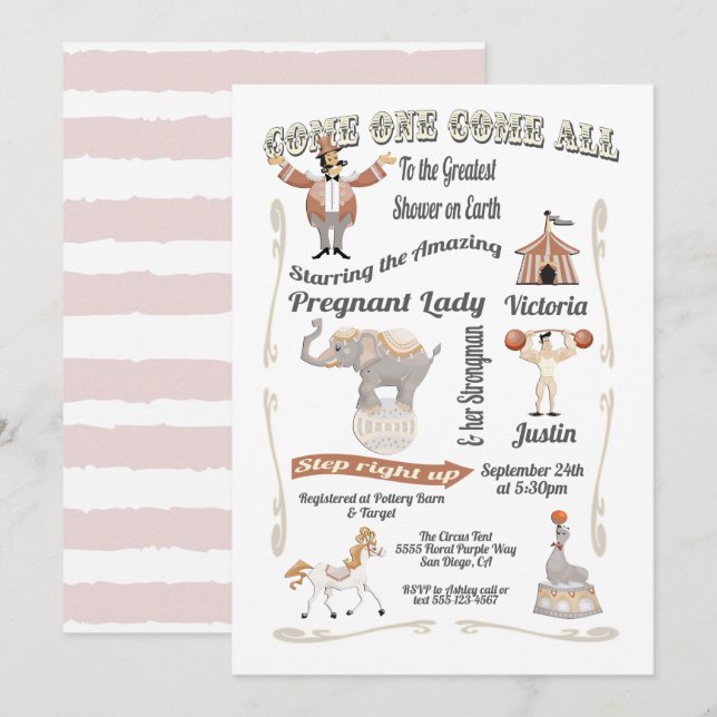 Circus Big Top Baby Shower Invitation (Front/Back)