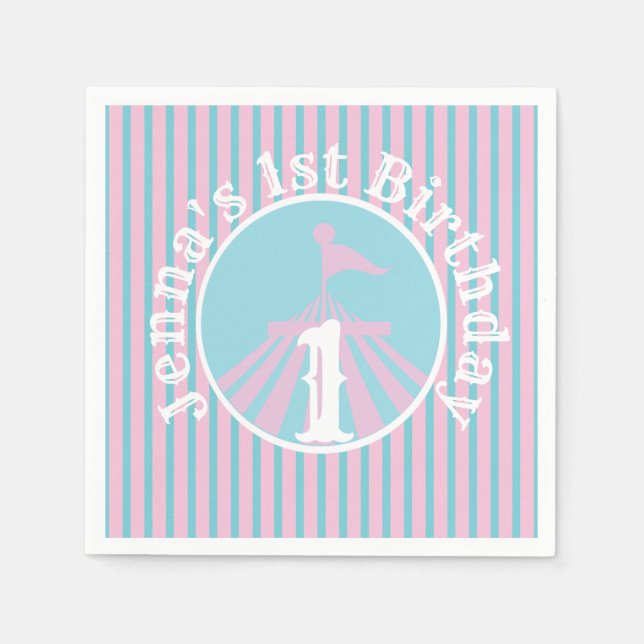 Circus Big Top Birthday Party Any Age Girl Napkin (Front)