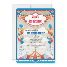 Circus Big Top Carnival Birthday Party Invitations