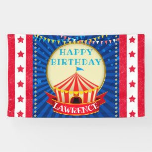 Circus Big Top Tent  Red White & Blue Birthday Banner