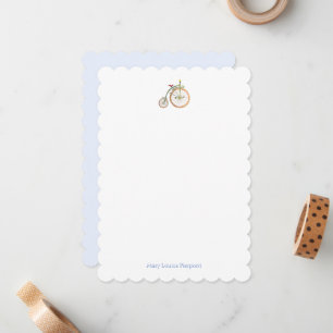 Circus Bike scalloped stationery Card