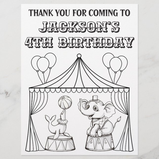 Circus Birthday Colouring Page | Colouring Sheet (Front)
