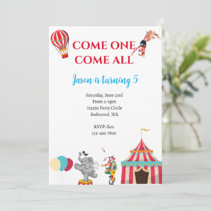 Circus Birthday Invitation   Carnival Invitation