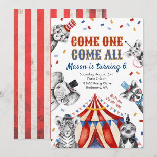 Circus Birthday Invitation Carnival Invitation