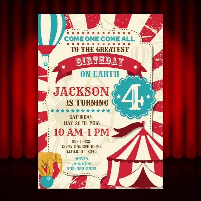 Circus Birthday Invitation Carnival Invite (Creator Uploaded)