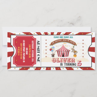 Circus birthday invitation Vintage Carnival ticket