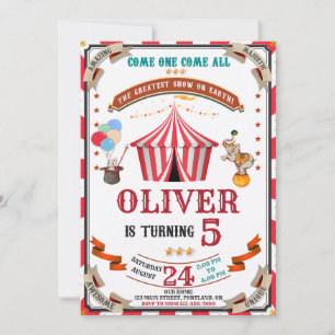 Circus birthday invitation Vintage festival invite