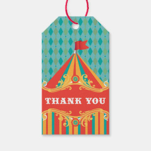 Circus birthday party favour gift tags, thank you gift tags