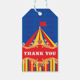 Circus birthday party favour gift tags, thank you gift tags