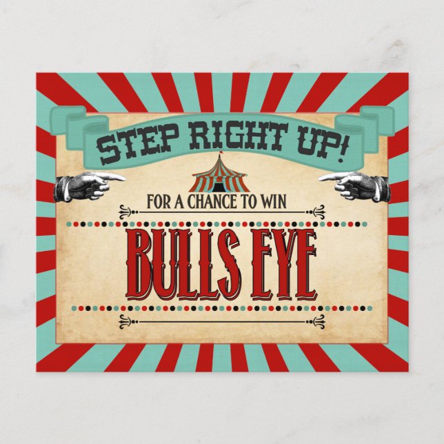 Circus Birthday Party Game Sign Bulls Eye (Front)