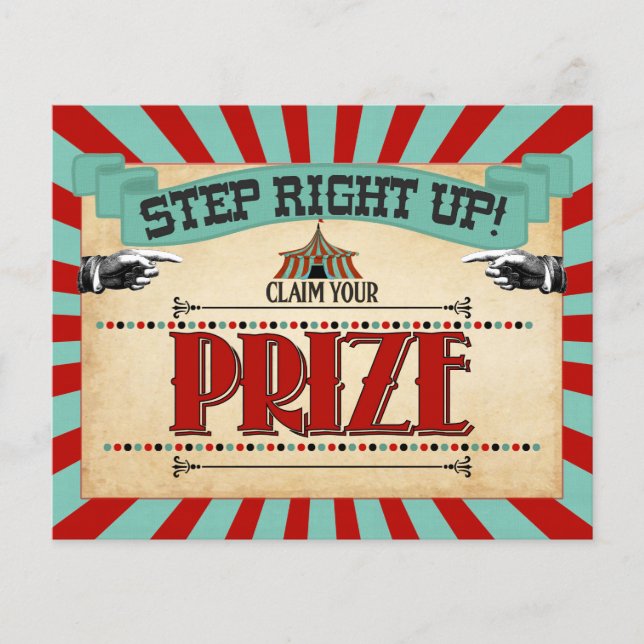 Circus Birthday Party Game Sign Claim Your Prize (Front)