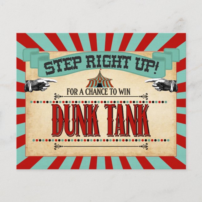 Circus Birthday Party Game Sign Dunk Tank (Front)