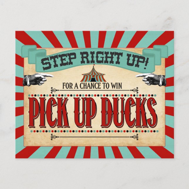 Circus Birthday Party Game Sign Pick Up Ducks (Front)