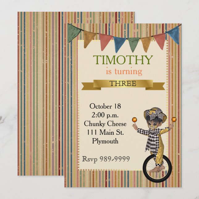 Circus Birthday Party Invitation (Front/Back)