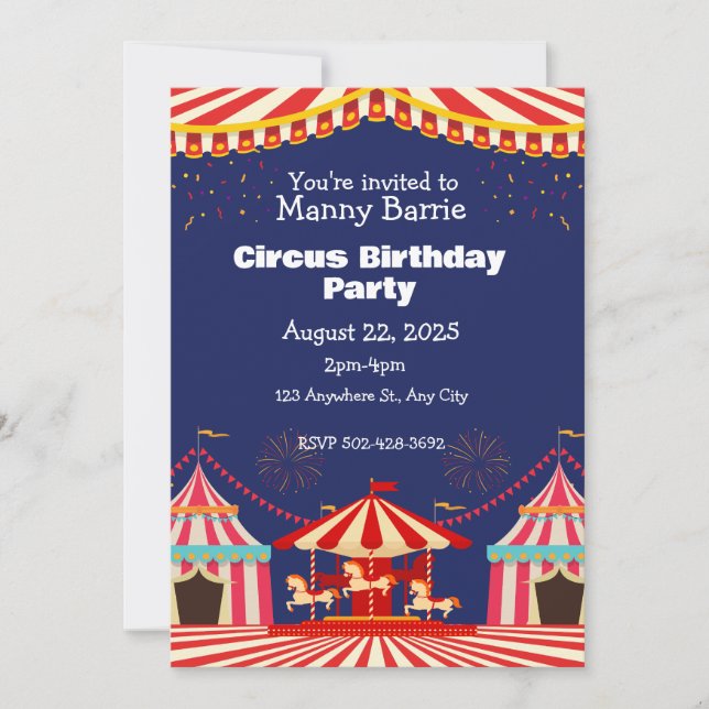 Circus Birthday Party  Invitation (Front)