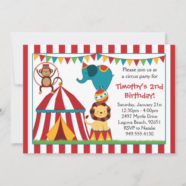 Circus Birthday Party Invitation (Front)