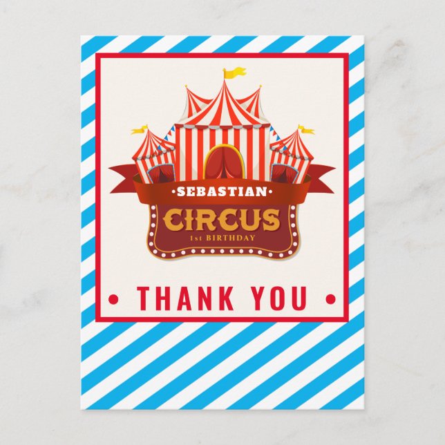 Circus birthday party thank you card (Front)