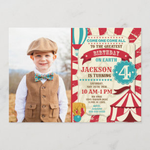 Circus Birthday Photo Invitation Carnival Invite