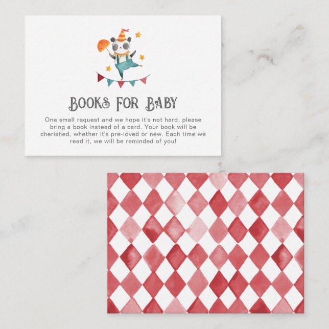Circus Books For Baby Card | Carnival Baby Shower (Front/Back)