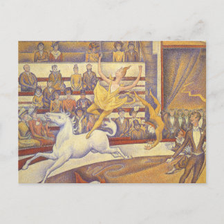 Circus by Georges Seurat, Vintage Pointillism Art Postcard