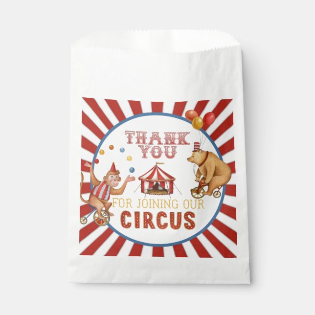 circus carnival animals birthday or baby shower favour bags (Front)