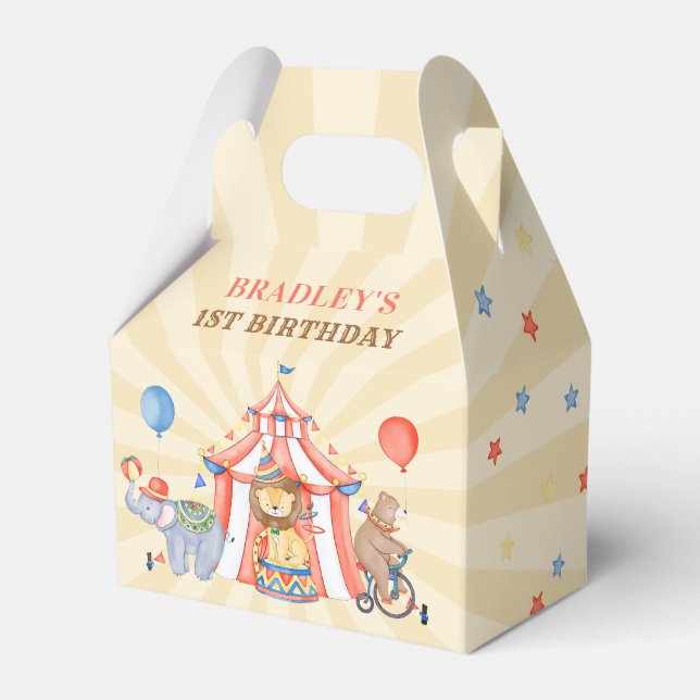 Circus Carnival & Animals Festival Birthday Party Favour Box (Front Side)