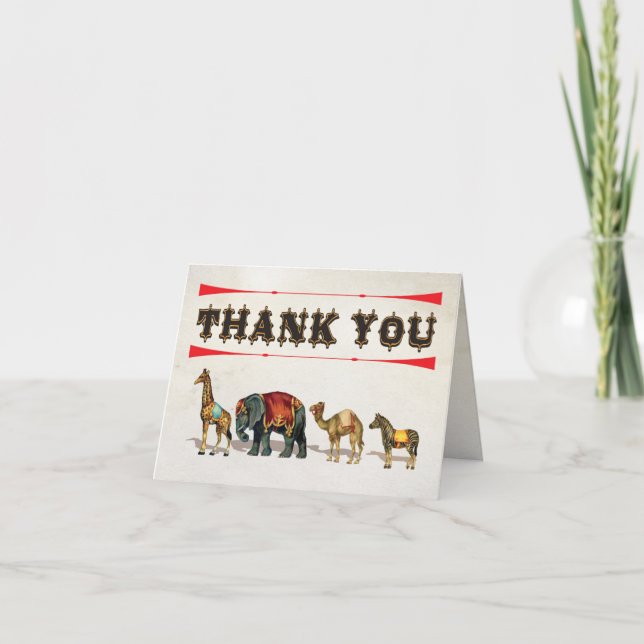 Circus Carnival Animals Thank you note cards (Front)