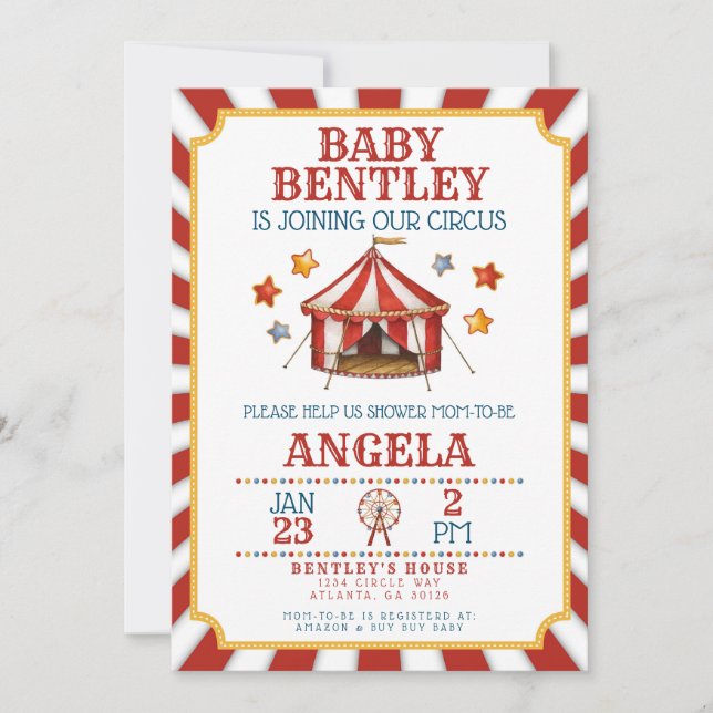 Circus Carnival Baby Shower Invitation (Front)