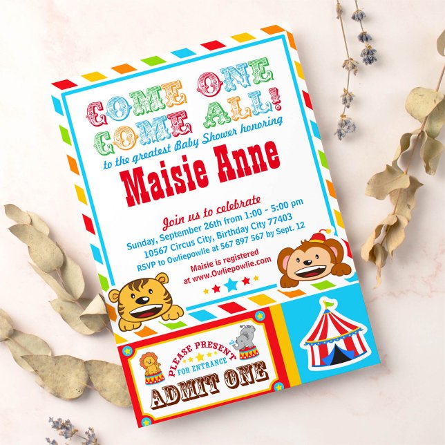 Circus Carnival Baby Shower Party Invitation (Creator Uploaded)