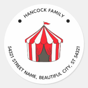 Circus Carnival Big Top Red Tent Kid Address Label