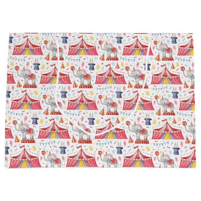 Circus Carnival Big Top Wrapping Paper Large Gift Bag (Front)