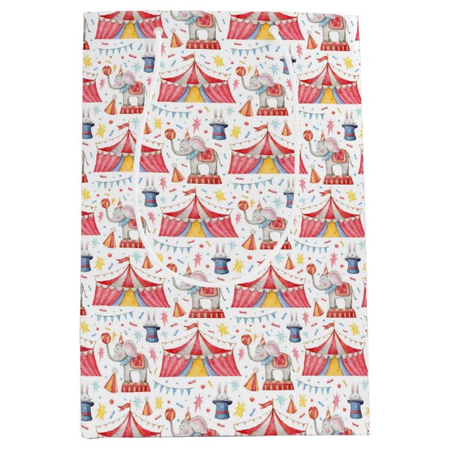 Circus Carnival Big Top Wrapping Paper Medium Gift Bag (Front)