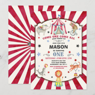 Circus Carnival Birthday Invitation Circus Party