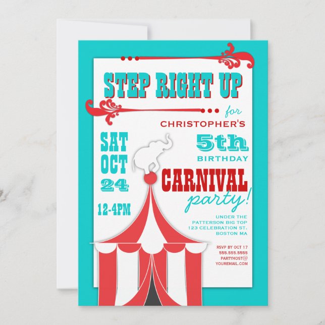 Circus Carnival Birthday Party Big Top  Invitation (Front)