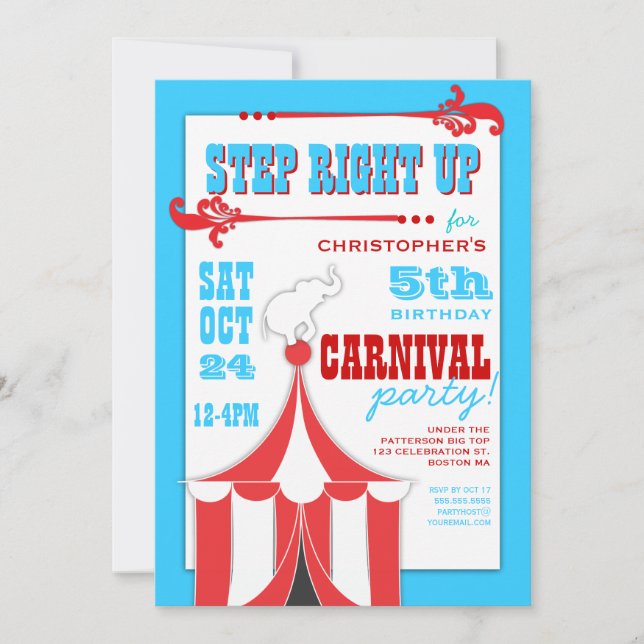Circus Carnival Birthday Party Big Top  Invitation (Front)