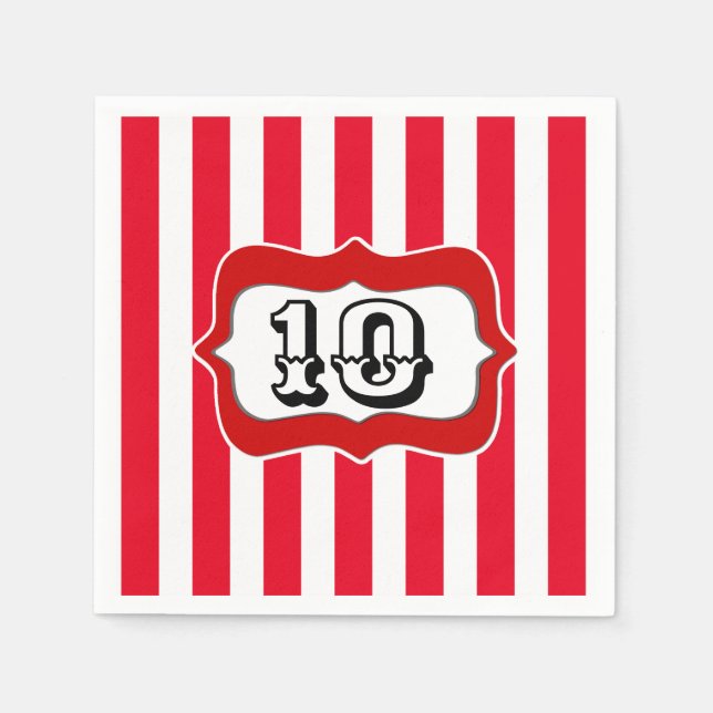Circus carnival birthday party DIY AGE stripes Napkin (Front)