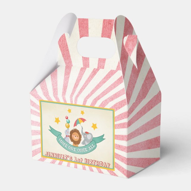 Circus Carnival Birthday Party Favour Box Vintage (Front Side)