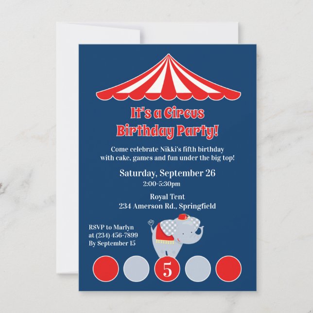 Circus Carnival Birthday Party Invitation (Front)