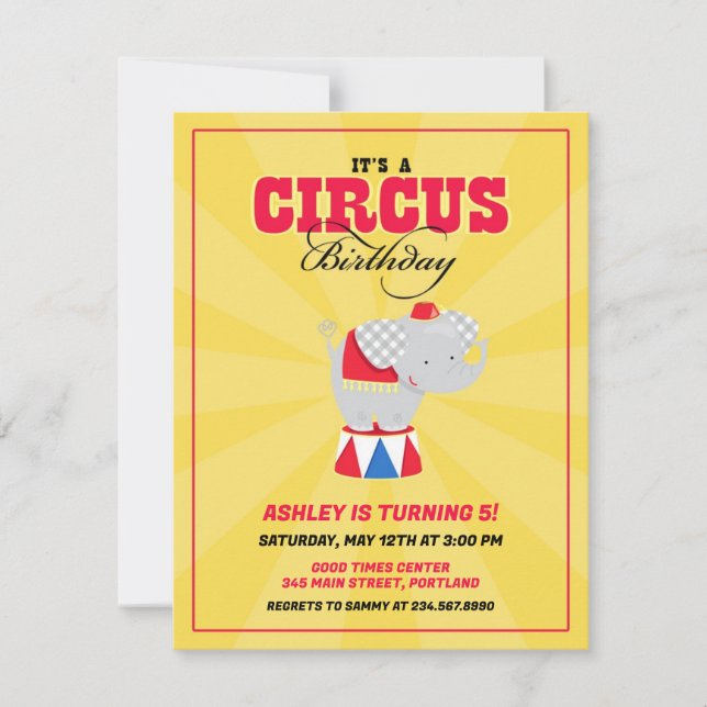 Circus Carnival Birthday Party Invitation (Front)