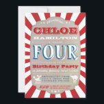 Circus Carnival Birthday Party Invitation<br><div class="desc">Classic red and white awning stripes and vintage style text set the tone for a cheerful circus or carnival themed birthday party for any little boy or girl! Don't forget to customise all the details! �2birdstone 2014 all rights reserved.</div>